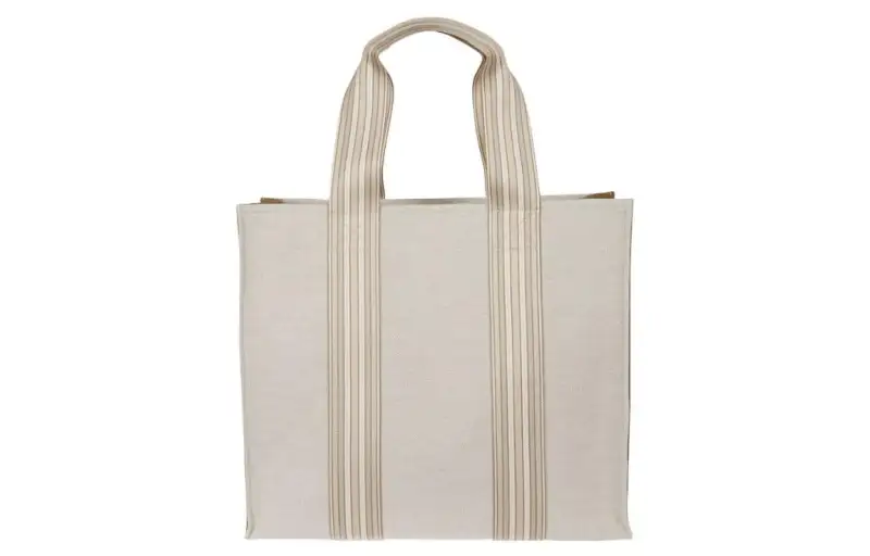 Loro Piana Cotton Linen Handbag Women's White