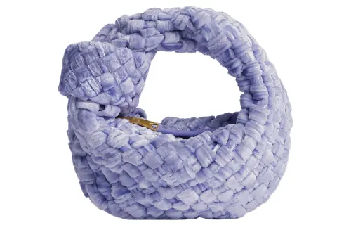 Bottega Veneta Jodie Textured Velvet Handbag Mini Women's Purple
