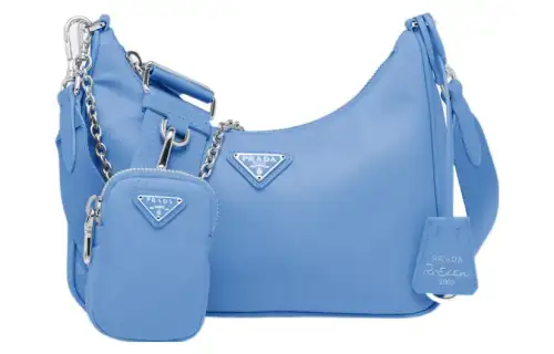 PRADA Re Edition Fabric With Leather Crossbody Bag, Shoulder Bag Women's Light Purple Blue