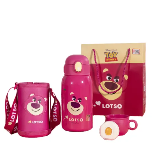 Disney Disney, teapot stainless steel for students, strawberry, straw with glass, design red glass, 580 ml