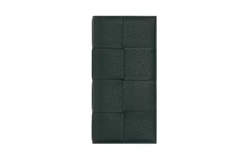 Bottega Veneta Calfskin Long Wallet Regular Men's Dark Green