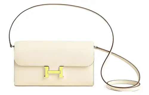 HERMES Constance To Go Epsom Leather Crossbody Bags Women's White Yellow