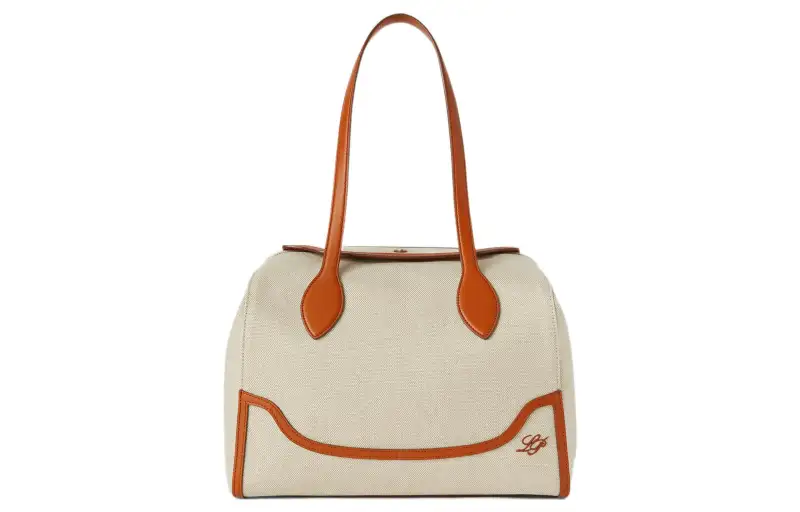 Loro Piana HappyDay Cotton With Linen And Calfskin One Shoulder Handbag Large Women's Natural/Warm Tan