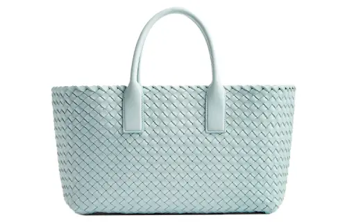 Bottega Veneta Lambskin Tote Bag, Shopping Bag, Handbag, Shoulder Bag Small Women's Light Blue
