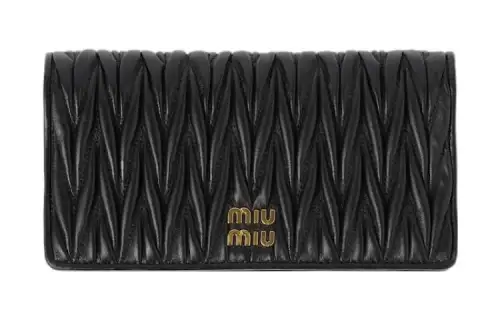MIU MIU Leather Card Holder, Wallet Women's Black