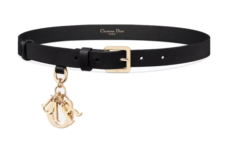 DIOR Cow Leather Belts Women's Black Width 2cm
