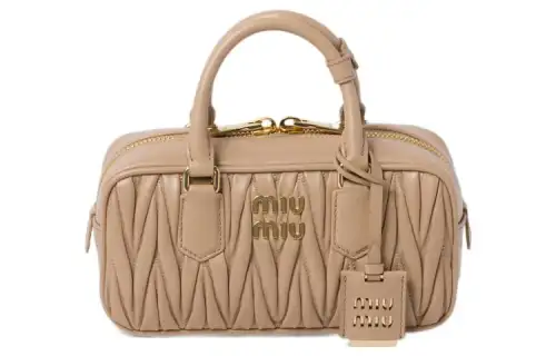 MIU MIU Arcadie Sheepskin Handbag Women's Sand Yellow
