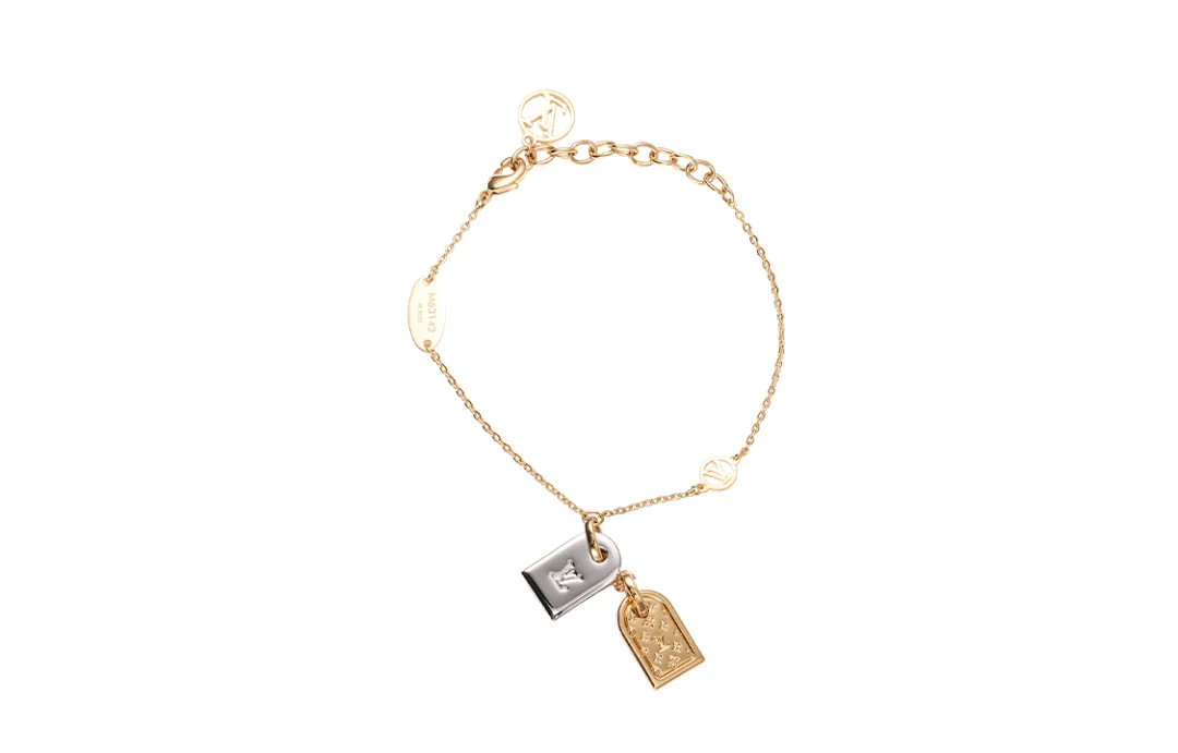 Louis Vuitton 2018 and Silver Plated Nanogram Tag Charms Bracelet costume bracelet