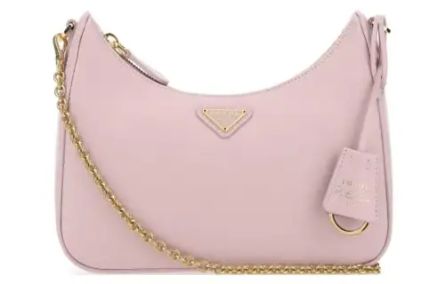 PRADA Leather Shoulder Bag Women's Pink