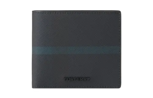 Burberry Polyurethane, Cotton, Polyester Wallet Regular Men's Marine Blue