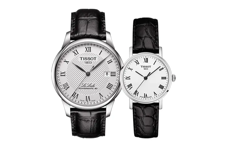 TISSOT Quartz Movement Waterproof Unisex Watch 39.3mm White Dial Stainless Steel Case Leather Strap