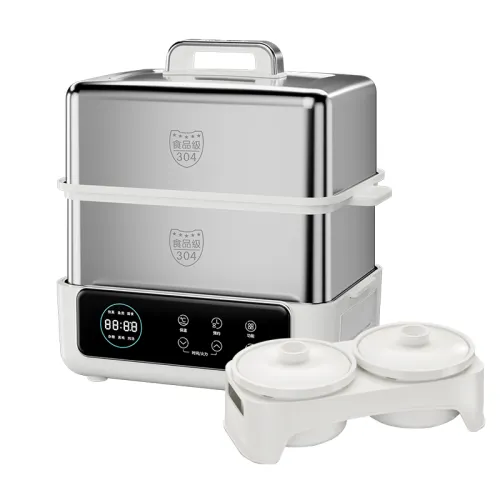 Zhenmi stainless steel electric steamer household multi-functional steamer double-layer multi-layer small steam pot steaming and stewing all-in-one pot Z12 plus stew pot