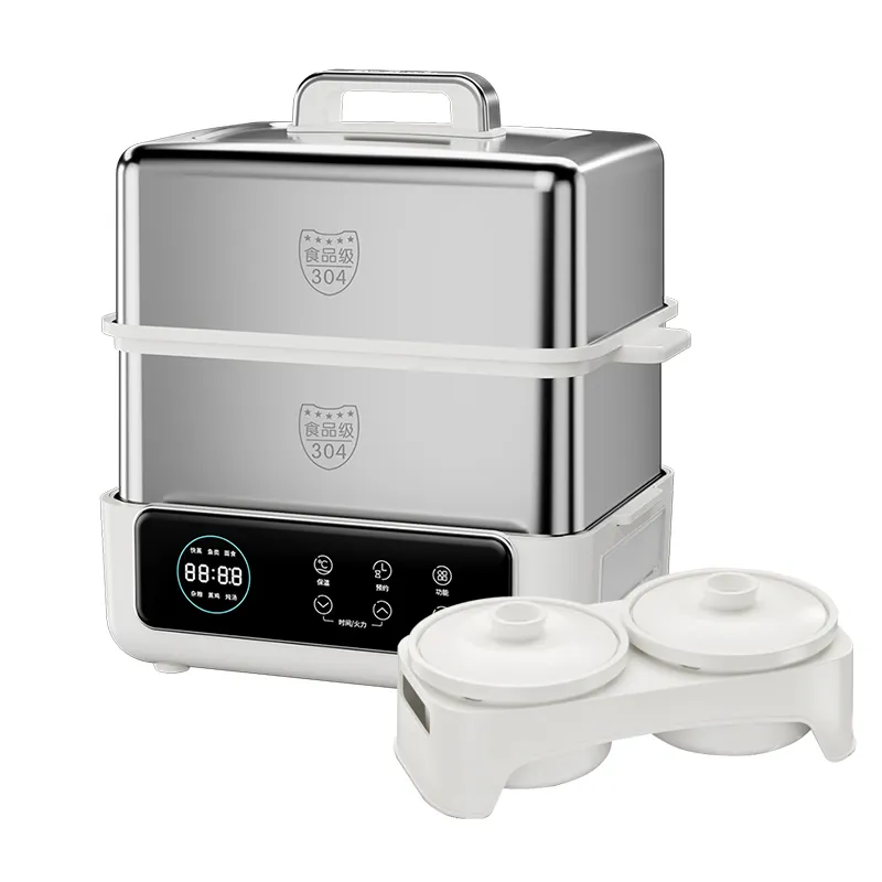 Zhenmi stainless steel electric steamer household multi-functional steamer double-layer multi-layer small steam pot steaming and stewing all-in-one pot Z12 plus stew pot