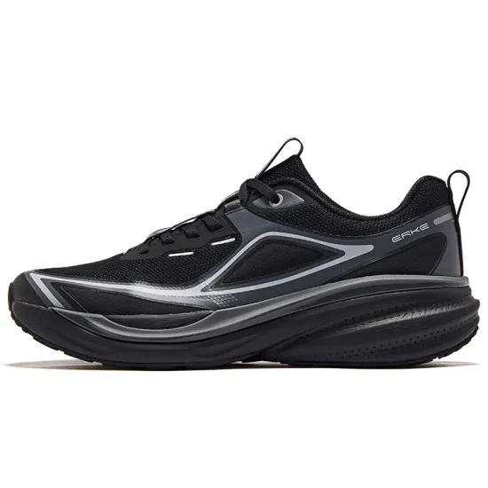 Erke Vertical And Horizontal Series Running Shoes Men Low-Top Jet Black Carbon Gray