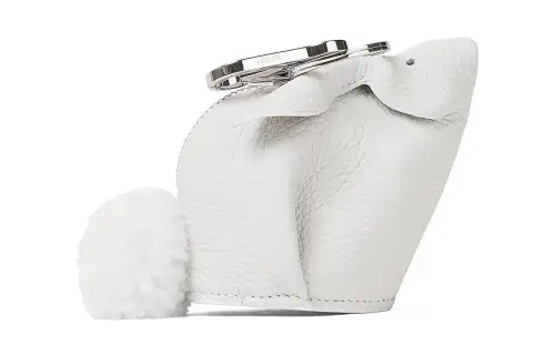 LOEWE Grain Cow Leather With Wool Coin Purse Women's White