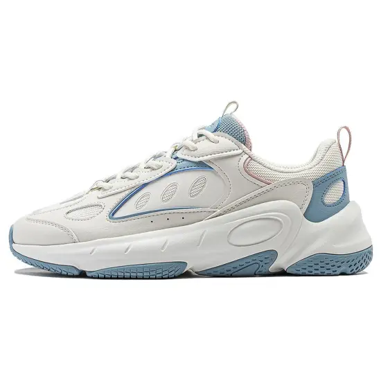 LiNing Wing Wind Anti-Slip Wear-Resistant Low-Top Casual Shoes Women's White Blue