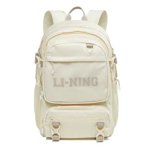 Li Ning Sports Life Collection Polyester Sports Backpack Unisex Beige & Brown