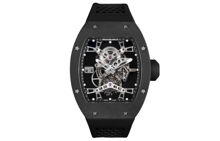 RICHARD MILLE Richard Mille Men's Series Manual Mechanical Movement Men's Watch Richard Mille Limited Edition Barrel-shaped Swiss Watch 48*39.7mm Black Dial Carbon Composite Material Case RM 027