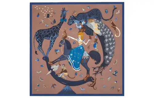 HERMES Silk Scarves Women's Brown