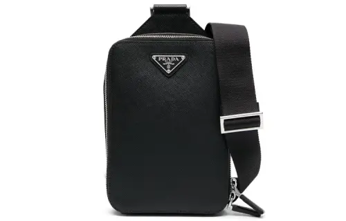 PRADA Brique Calfskin Messenger Bag Sling Bag Regular Men's Black