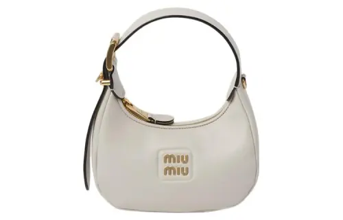 MIU MIU Leather Hobo Bag, Shoulder Bag, Crossbody Bag, Handbag Women's White