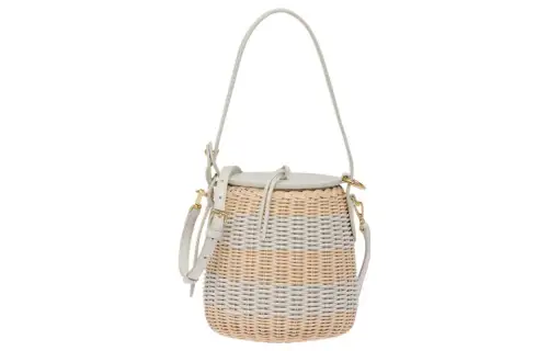 MIU MIU Wicker With Leather Bucket Bag, Shoulder Bag, Crossbody Bag, Handbag Regular Women's Beige/White