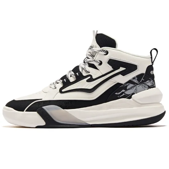Erke Tang Palace Night Garden Skateboard Shoes Men Low-Top Jet Black Ivory