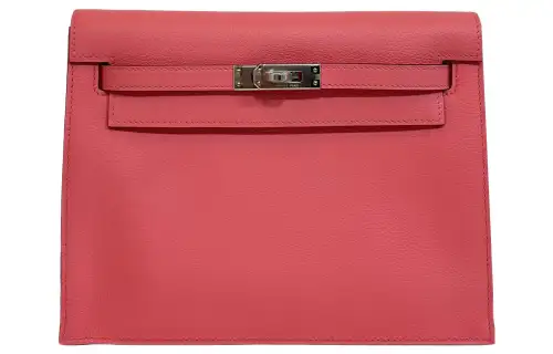 HERMES Kelly Danse Evercolor Leather Shoulder Bag, Crossbody Bag 22 Women's Summer Pink & Titan Green