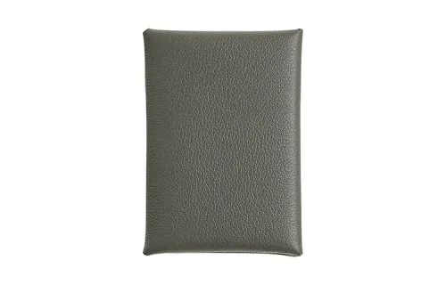 HERMES CalviCalvi Duo Evercolor Calfskin Card Holder Women's 0L Grismeyer Rain Cloud Gray