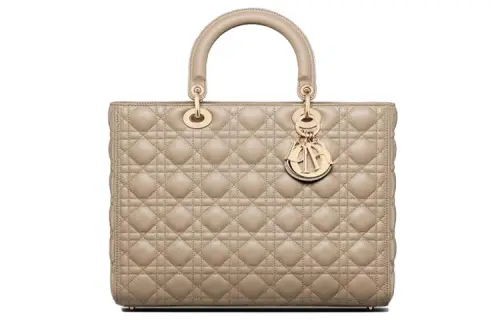 DIOR Lady Dior Sheepskin Handbag, Shoulder Bag, Crossbody Bag, Handbag Large Women's Sand