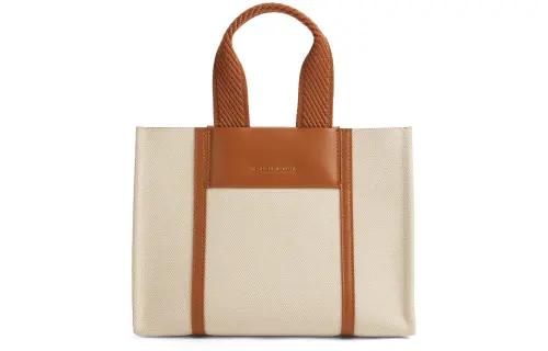 CHARLES&KEITH Pu Tote Bag, Shopping Bag, Handbag, Shoulder Bag Medium Women's Cognac Light Umber/Beige/Black