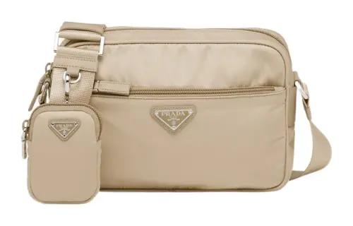 PRADA Re Nylon Recycled Nylon Shoulder Bag, Crossbody Bag Women's Beige