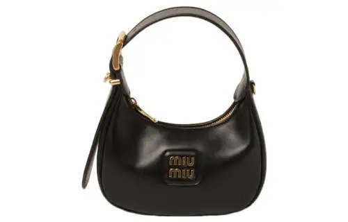 MIU MIU Leather Hobo Bag, Handbag Women's Black