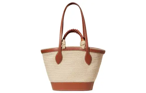 Loro Piana Cotton With Leather Crossbody Handbag Small Women's Beige/Dark Umber