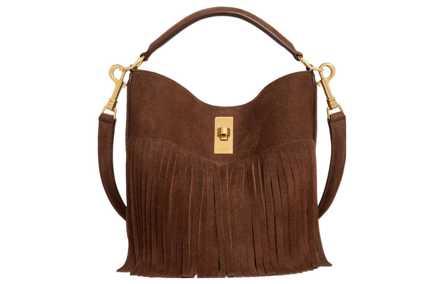 CELINE Celine, removable straps with tassels, leather brown one-shoulder bag