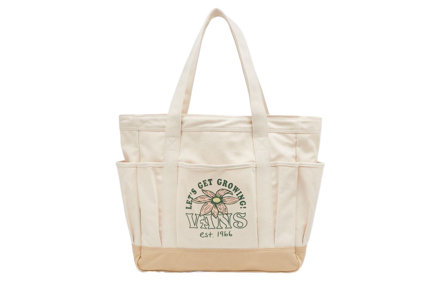 Vans Patterned Print 100% Cotton Tote Bag, Shopping Bag, Shoulder Bag, Handbag Regular Unisex Natural