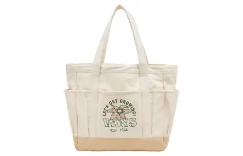 Vans Patterned Print 100% Cotton Tote Bag, Shopping Bag, Shoulder Bag, Handbag Regular Unisex Natural
