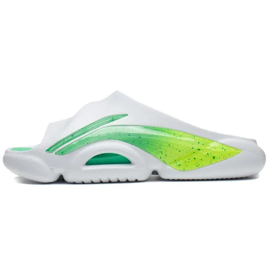 LINING Speed 8 Slide Slippers Men Standard White/Fluorescent Emerald Green/Fluorescent Alpha Hydroxy Acids Green