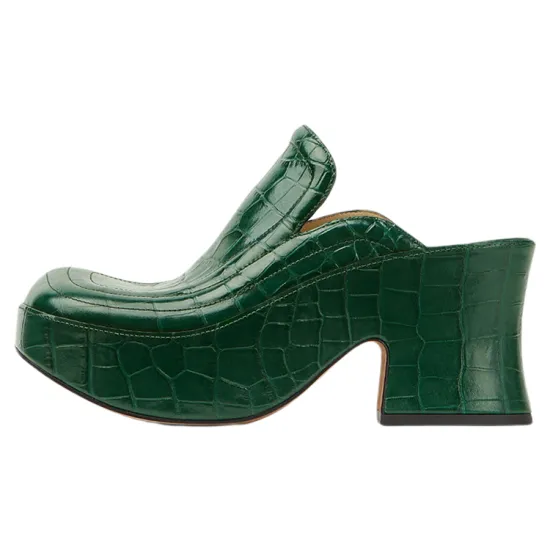 Bottega Veneta Wedge Clog Dark Green Women's