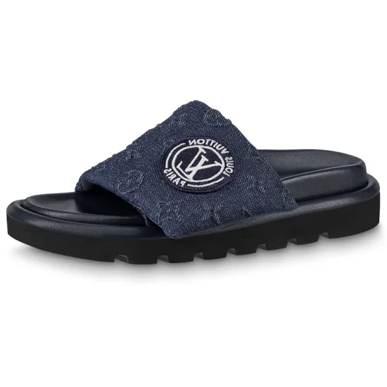 LOUIS VUITTON Slide Slippers Women's Blue