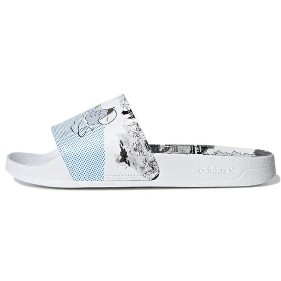 adidas originals ADILETTE Series Flip-flops Unisex White/black/light Blue
