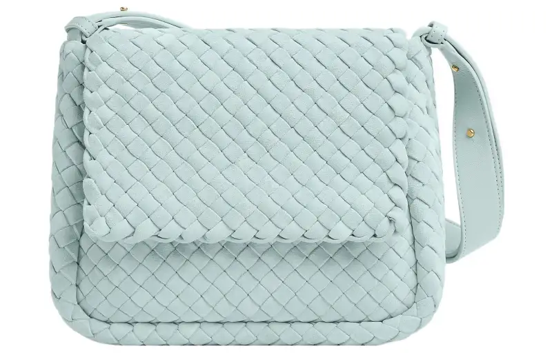 Bottega Veneta Suede Crossbody Bag, Shoulder Bag Women's Light Blue