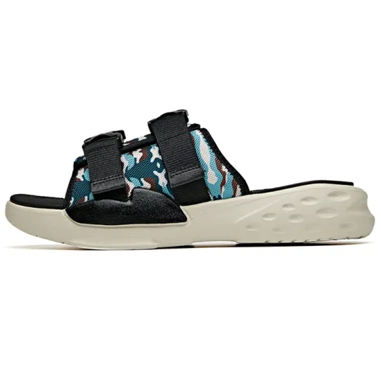 ANTA Bastard Slide Slippers Men Black/Light Gray/Silk Blue Green