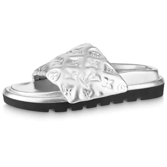 LOUIS VUITTON Slide Slippers Women's Silver