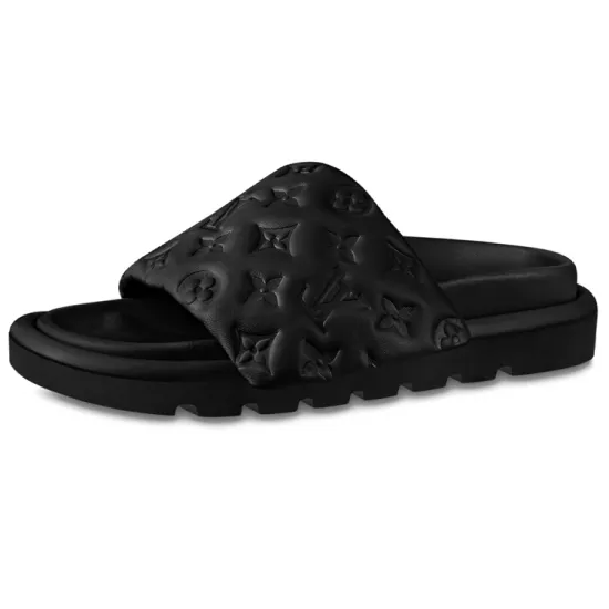 LOUIS VUITTON Pillow Slide Slippers Women's Black