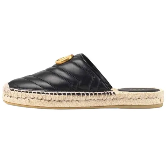 GUCCI Espadrilles Wrap toe Slippers Women's Black