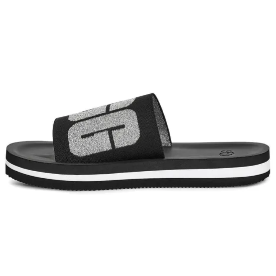UGG Zuma Metallic Graphic Black Slippers Women's