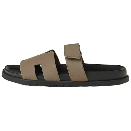 HERMES Chypre Slide Slippers Men Khaki