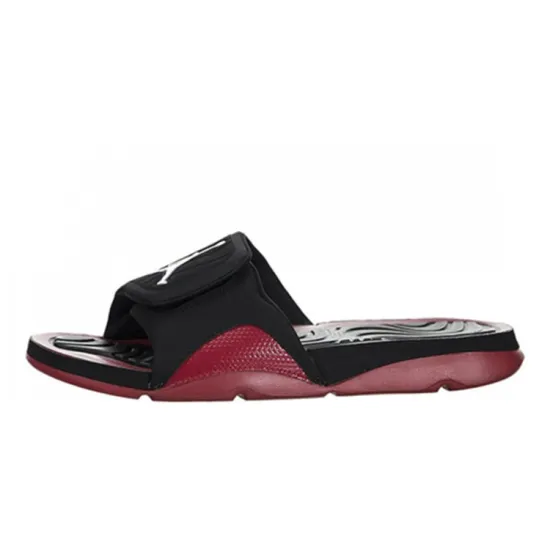JORDAN Hydro 4 Black Red Velcro Sports Slippers