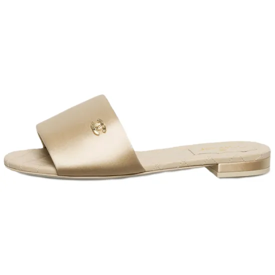 CHANEL Slide Slippers Women's Light Brown